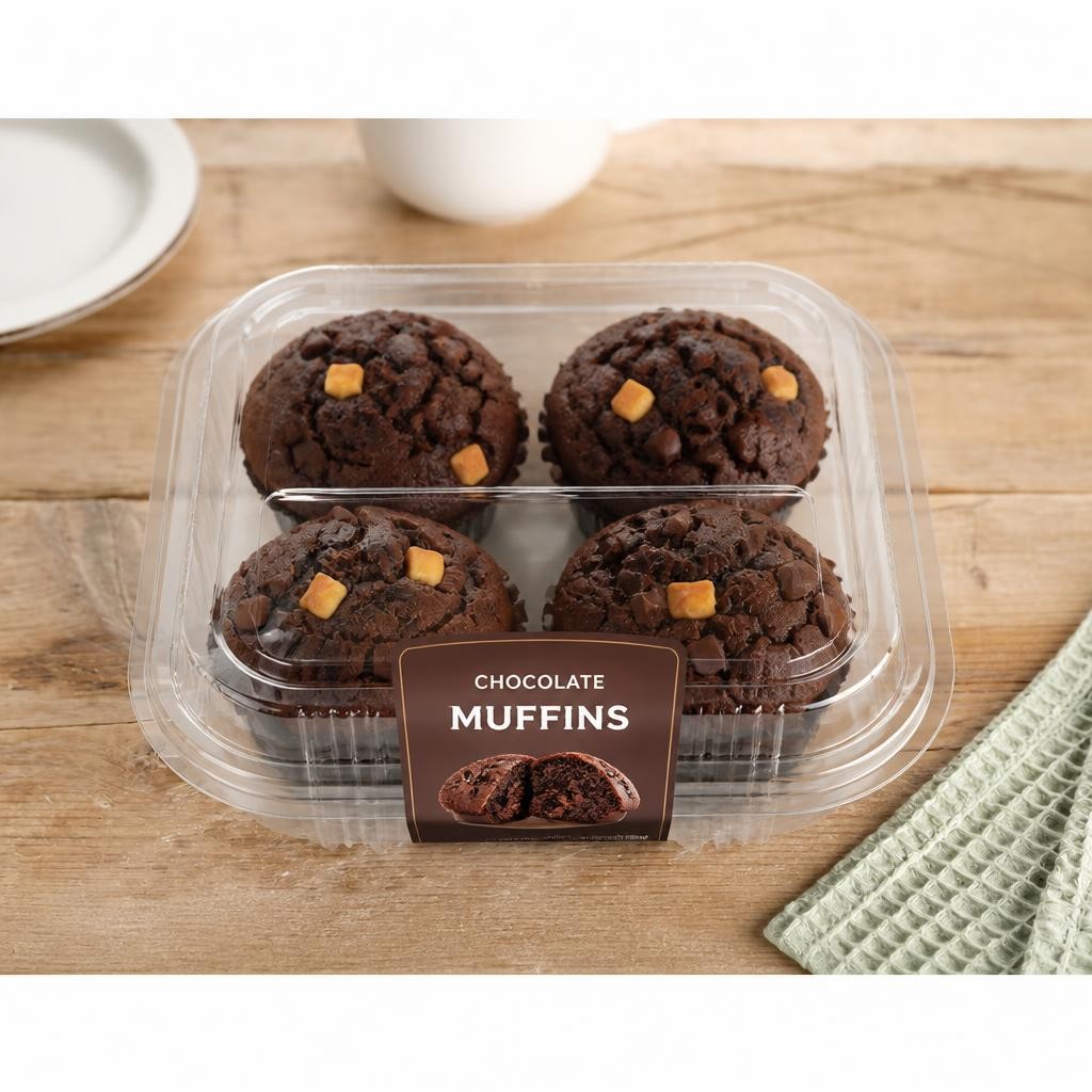 Tesco Soft & Fluffy Triple Chocolate Muffins 4 Pack