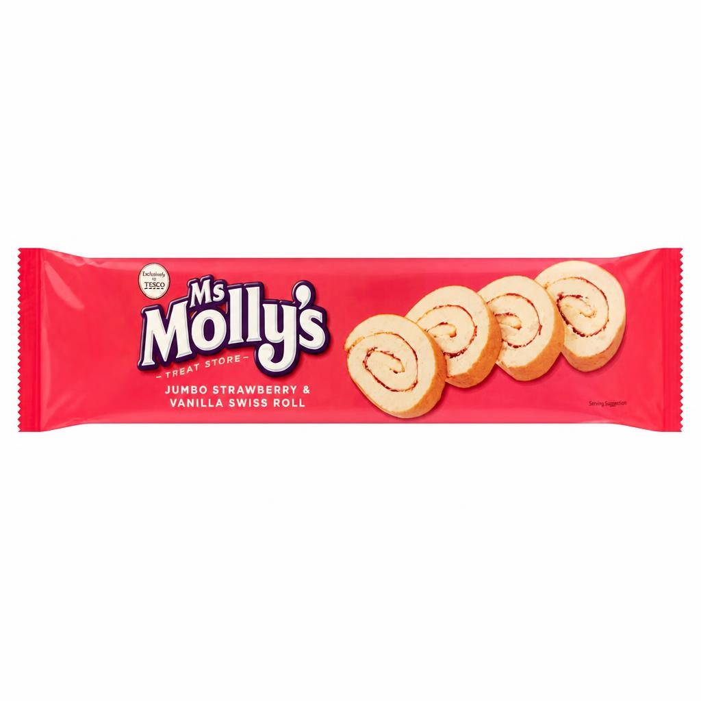 Ms Molly's Jumbo Strawberry & Vanilla Swiss Roll