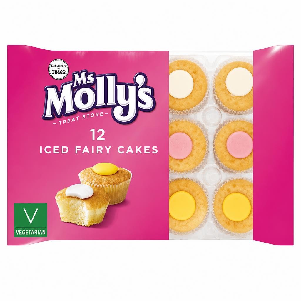 Ms Molly's Iced Fairy Cakes - Plain, Lemon, Strawberry 12 Pack