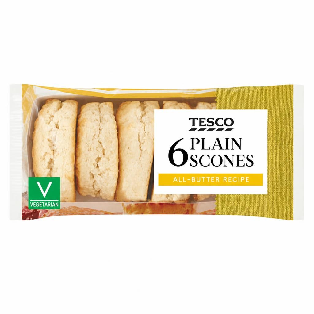 Tesco All Butter Plain Scones 6 Pack
