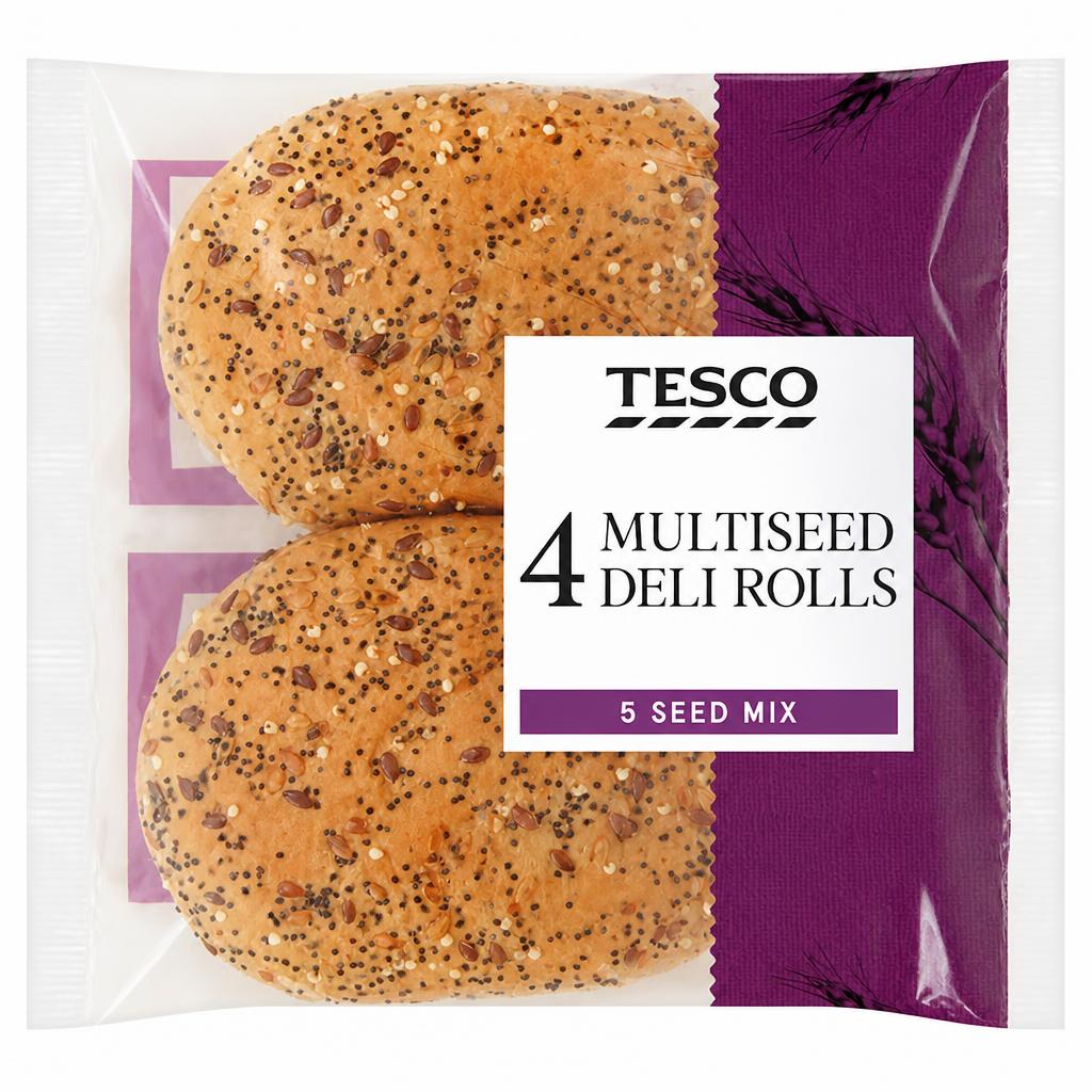 Tesco Deli Multiseed White Rolls 4 Pack