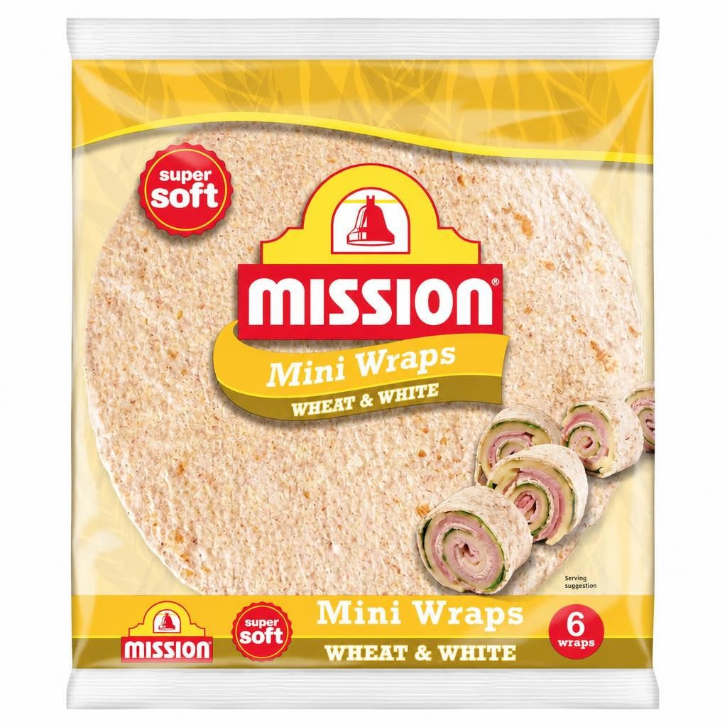 Mission Mini Wheat & White Tortilla Wraps 6 Pack