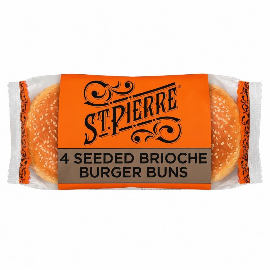 St Pierre Sesame Seeds Brioche Burger Buns 4 Pack