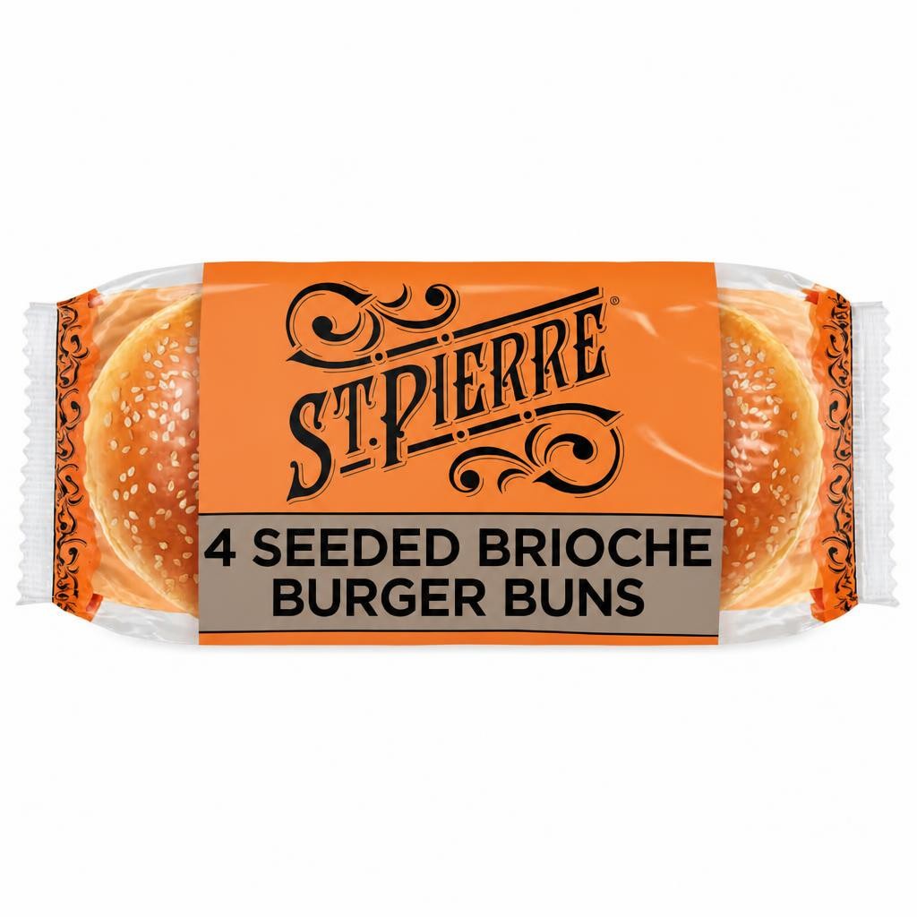 St Pierre Sesame Seeds Brioche Burger Buns 4 Pack