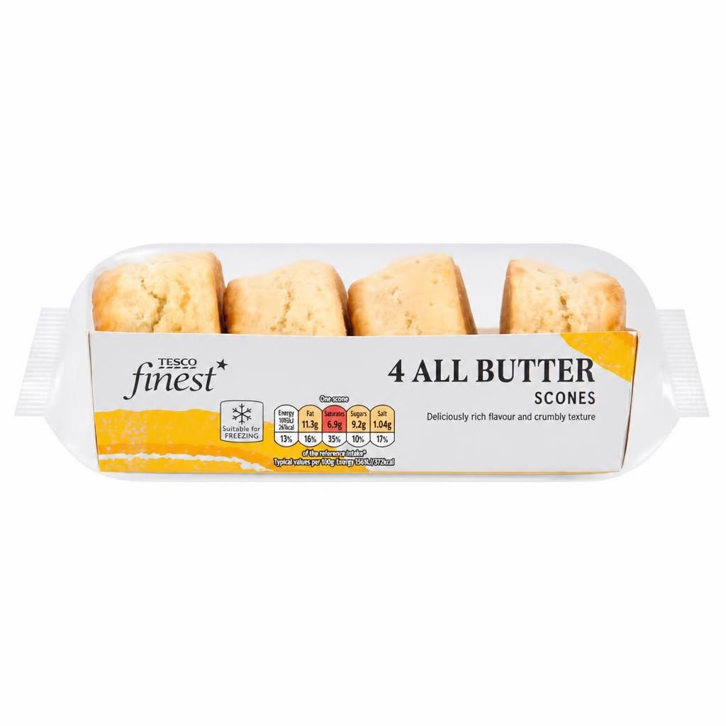 Tesco Finest All Butter Scones 4 Pack