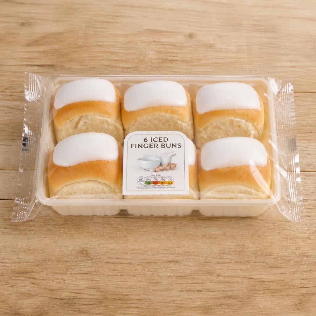 Tesco Iced Finger Buns 6 Pack