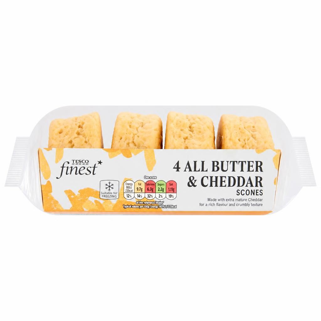 Tesco Finest All Butter & Cheddar Scones 4 Pack