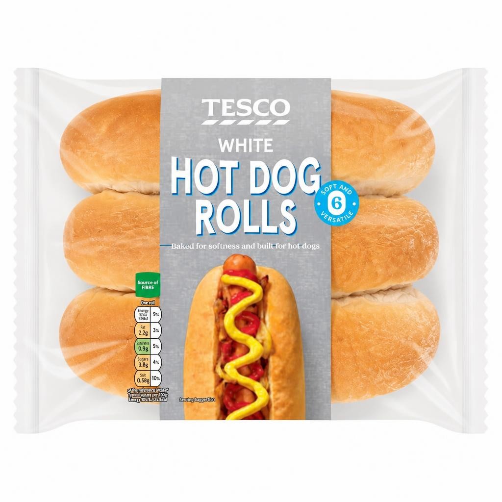 Tesco Soft White Hot Dog Rolls 6 Pack