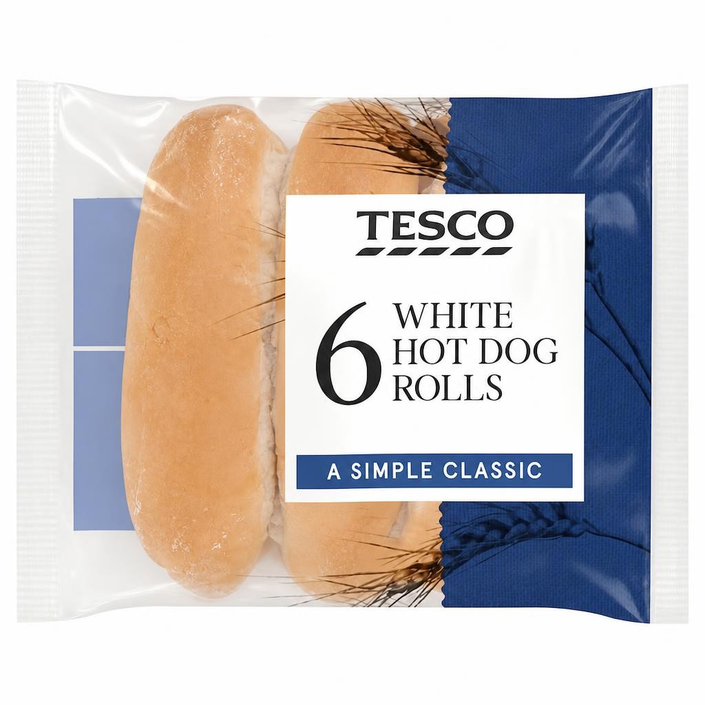 Tesco Soft White Hot Dog Rolls 6 Pack