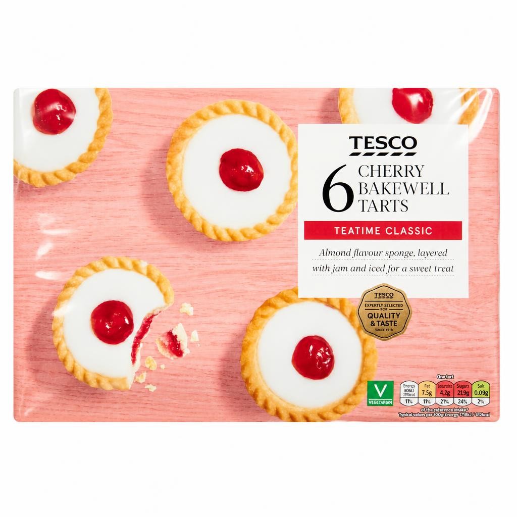 Tesco Cherry Bakewell Tarts - Almond, Plum, Raspberry 6 Pack
