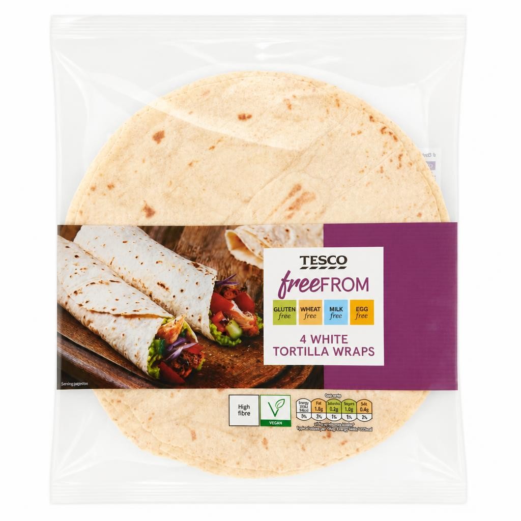 Tesco Free From White Tortilla Wraps 4 pack