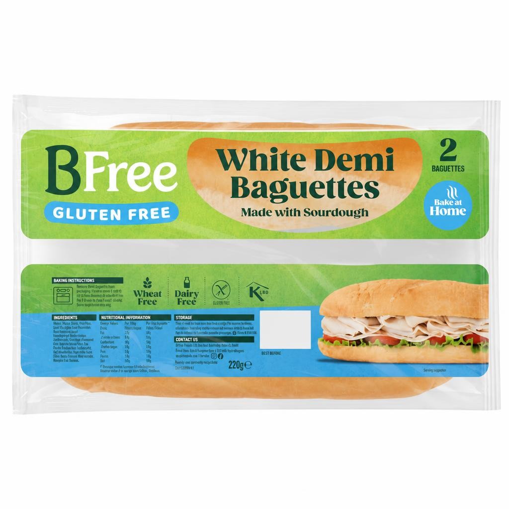 BFree Bake at Home White Demi Baguettes 2 Pack 220g