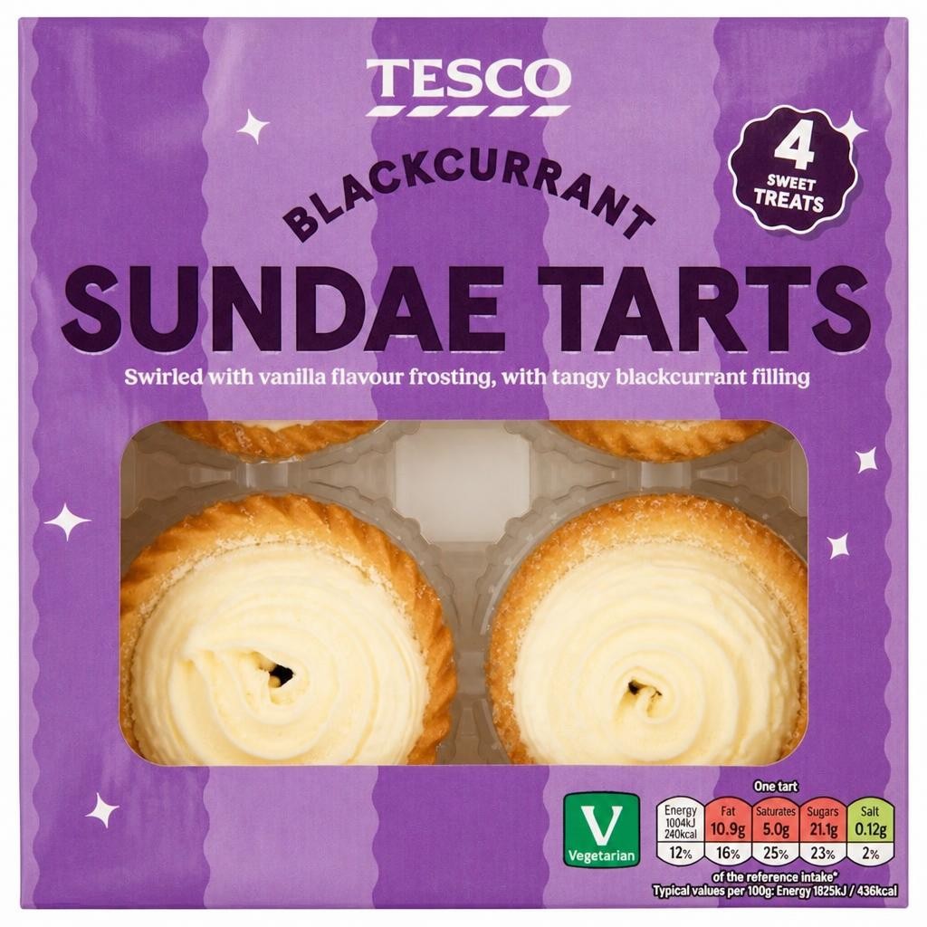 Tesco Blackcurrant Sundae Tarts 4 Pack