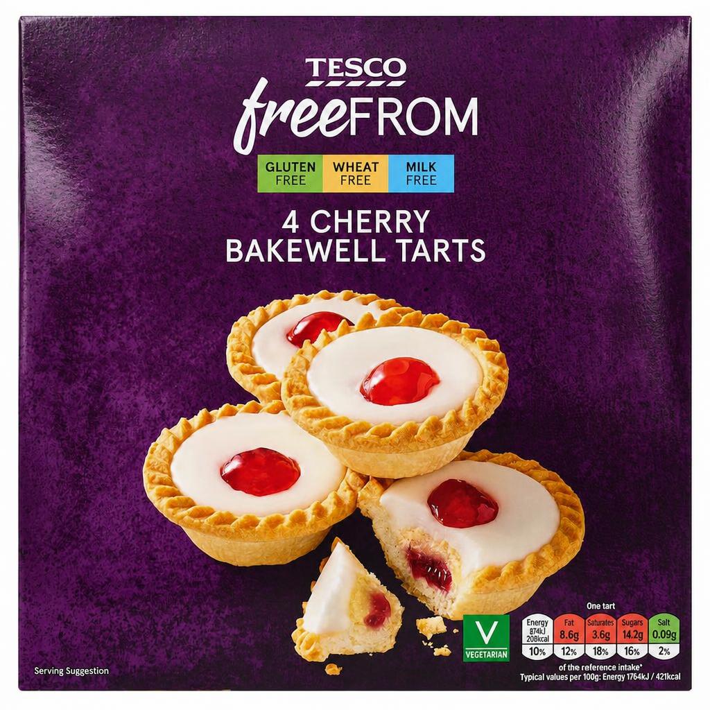 Tesco Free From Cherry Bakewell Tarts 4 Pack