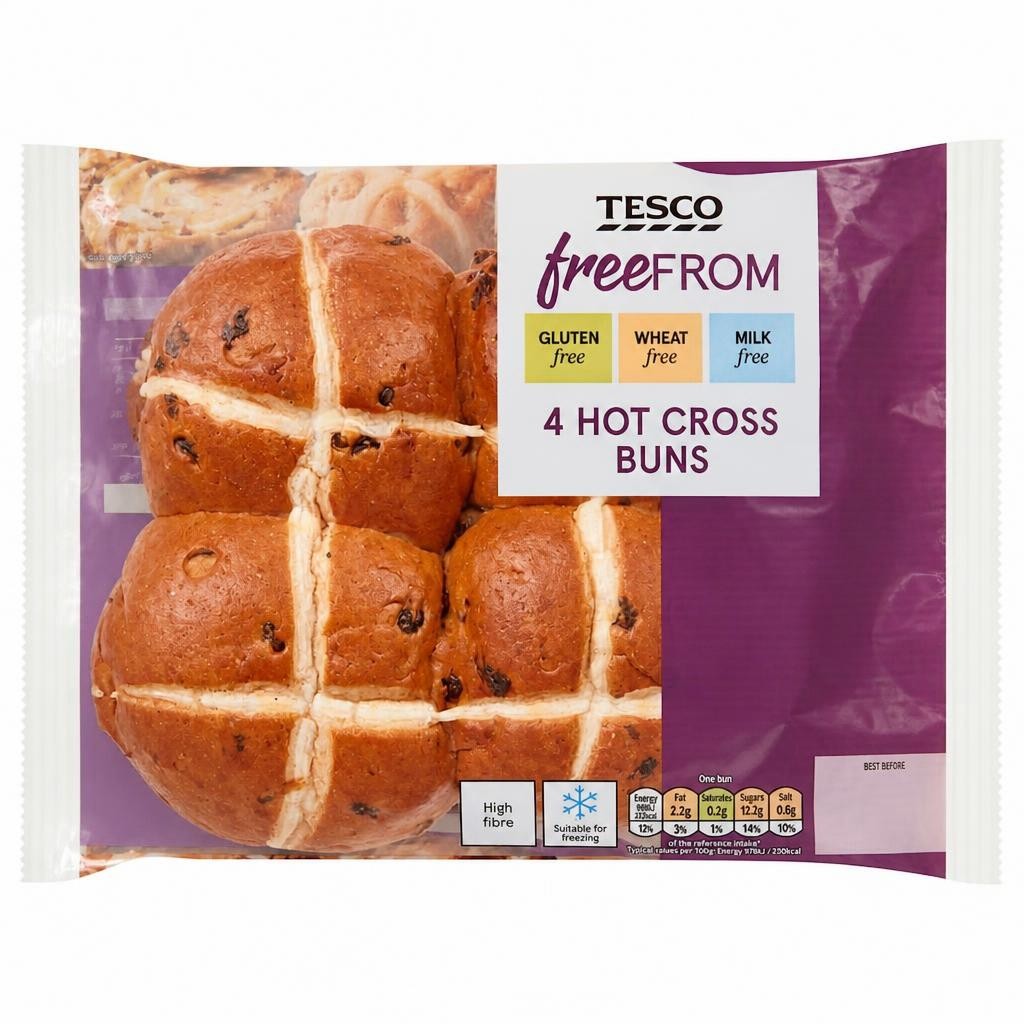 Tesco Free From Cinnamon Spiced Hot Cross Buns 4 Pack