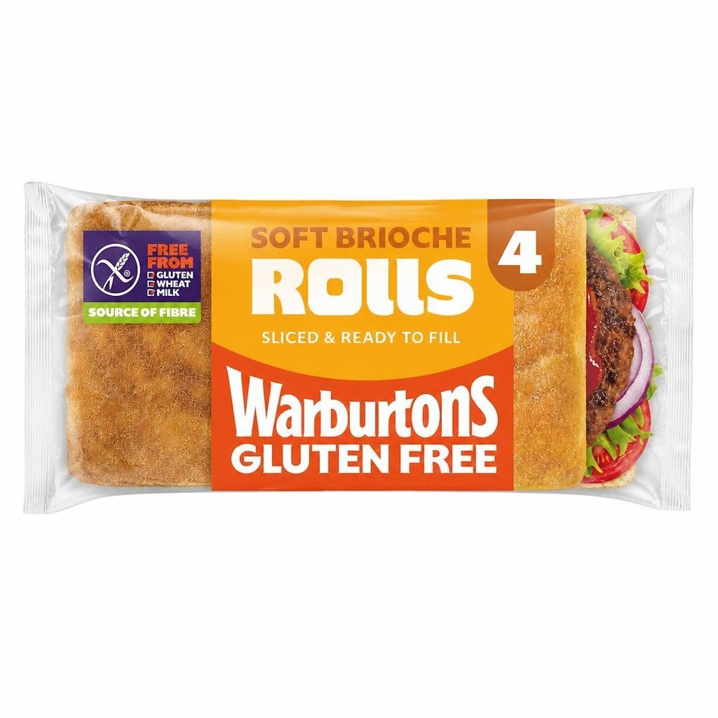 Warburtons Gluten Free Soft Brioche Rolls 4 pack