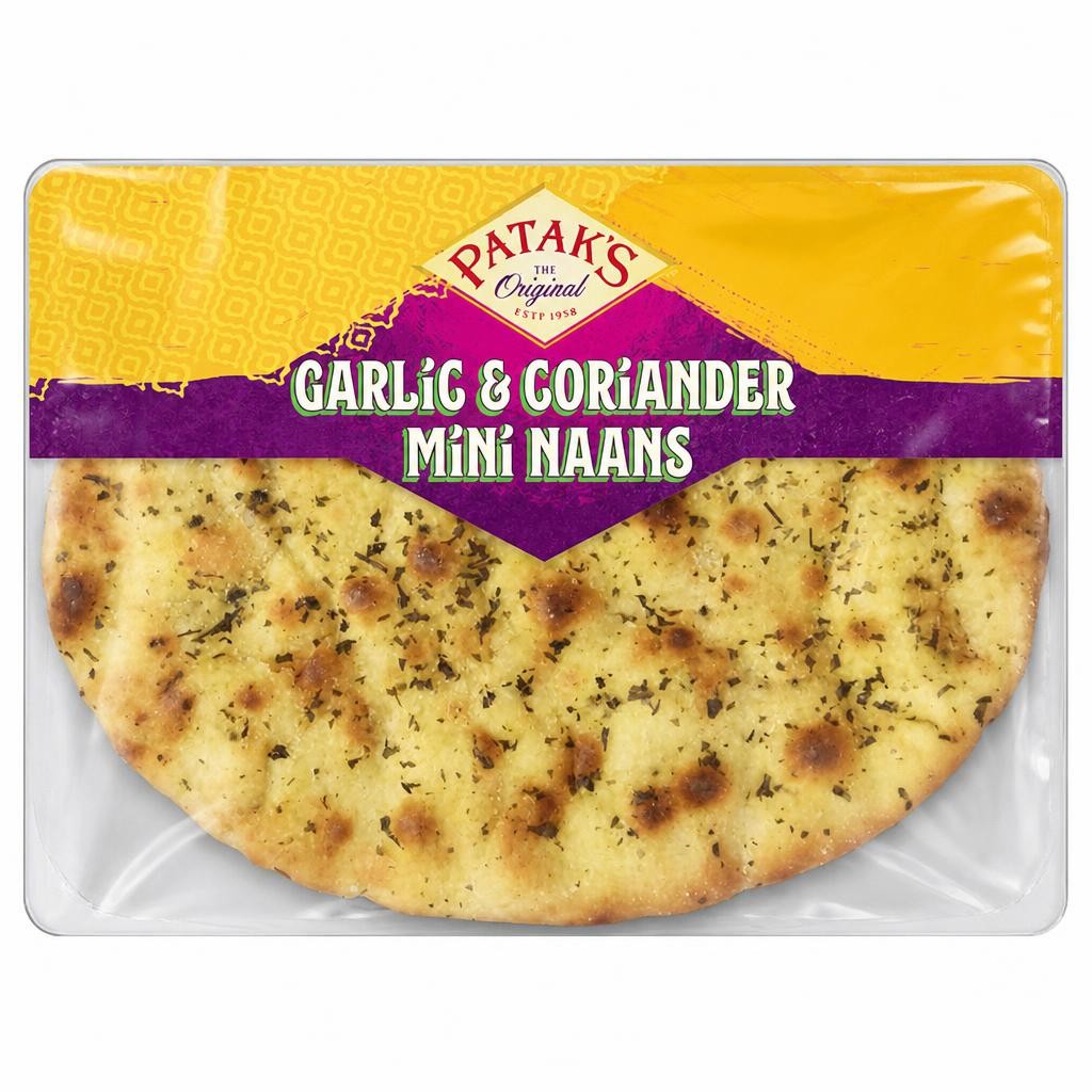 Patak's Indian Garlic & Coriander Mini Naan Breads 4 Pack