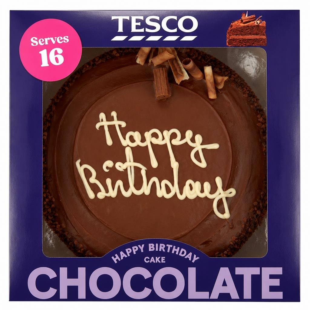 Tesco Happy Birthday Chocolate Cake