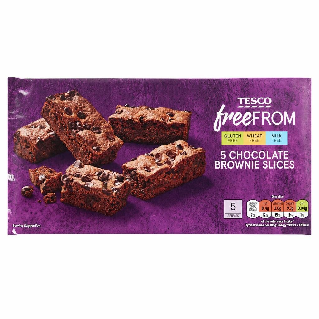 Tesco Free From Dark Chocolate Brownie Slices 5 Pack 145g