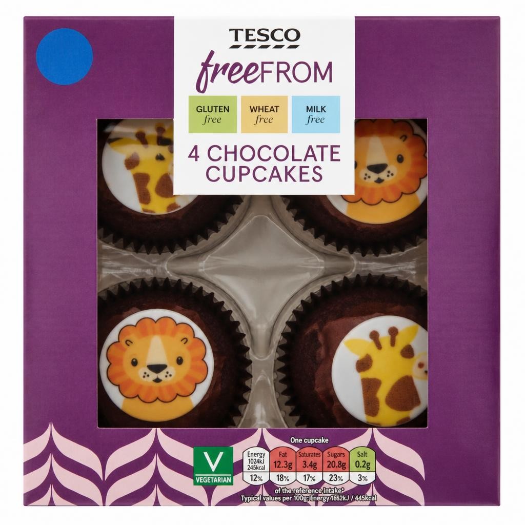 Tesco Free From Chocolate Cupcakes 4 Pack