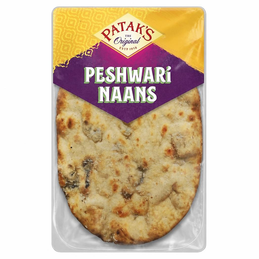 Patak's Indian Flame Baked Peshwari Naan Breads 2 Pack