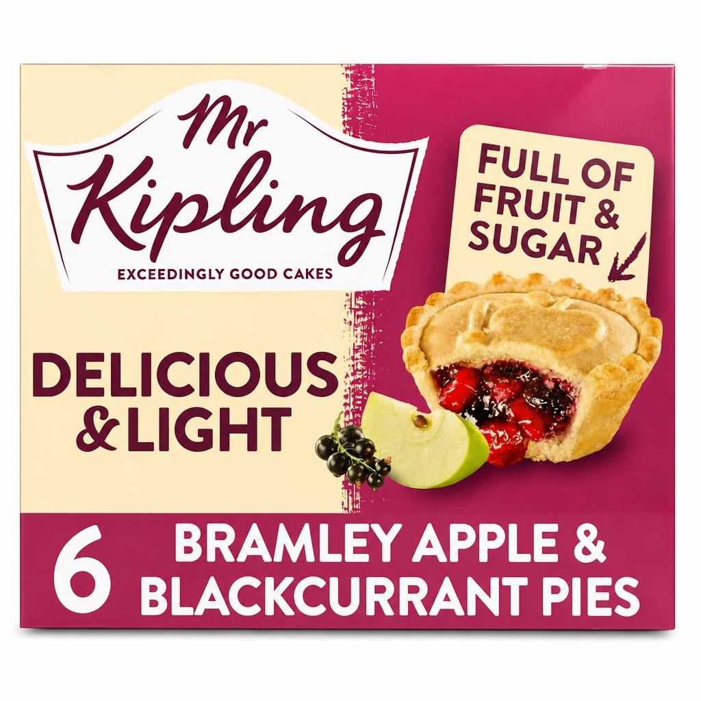 Mr Kipling Bramley Apple & Blackcurrant Pie 30% Less Sugar 6 Pack