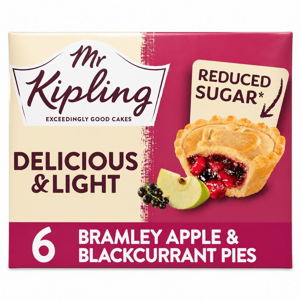 Mr Kipling Bramley Apple & Blackcurrant Pie 30% Less Sugar 6 Pack