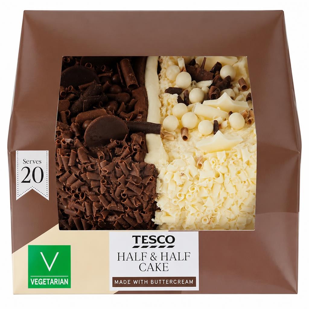 Tesco Half & Half Cake - Vanilla and Chocolate