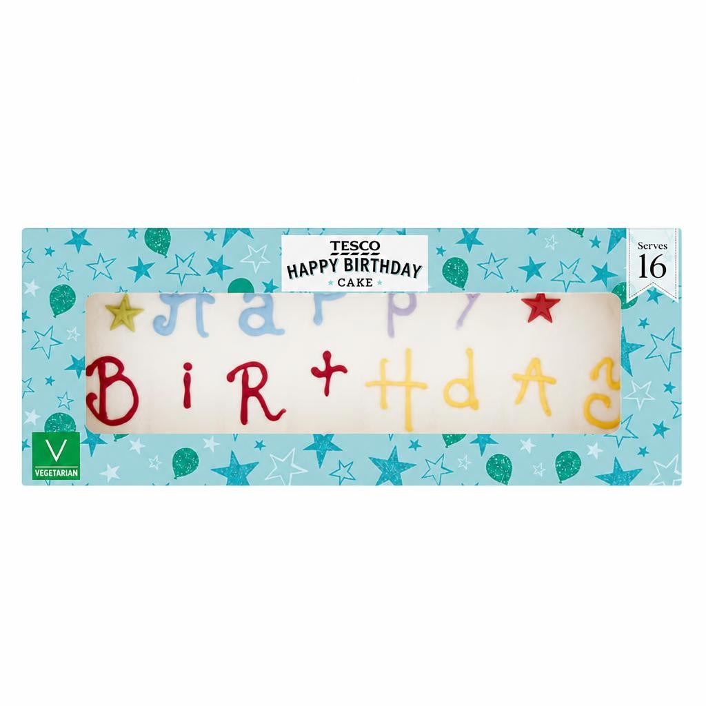 Tesco Happy Birthday Cake - Vanilla with Raspberry Jam