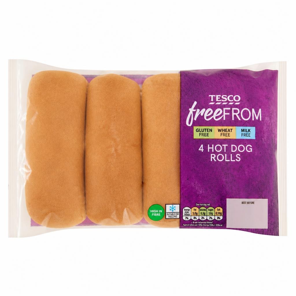 Tesco Free From Hot Dog Rolls 4 pack