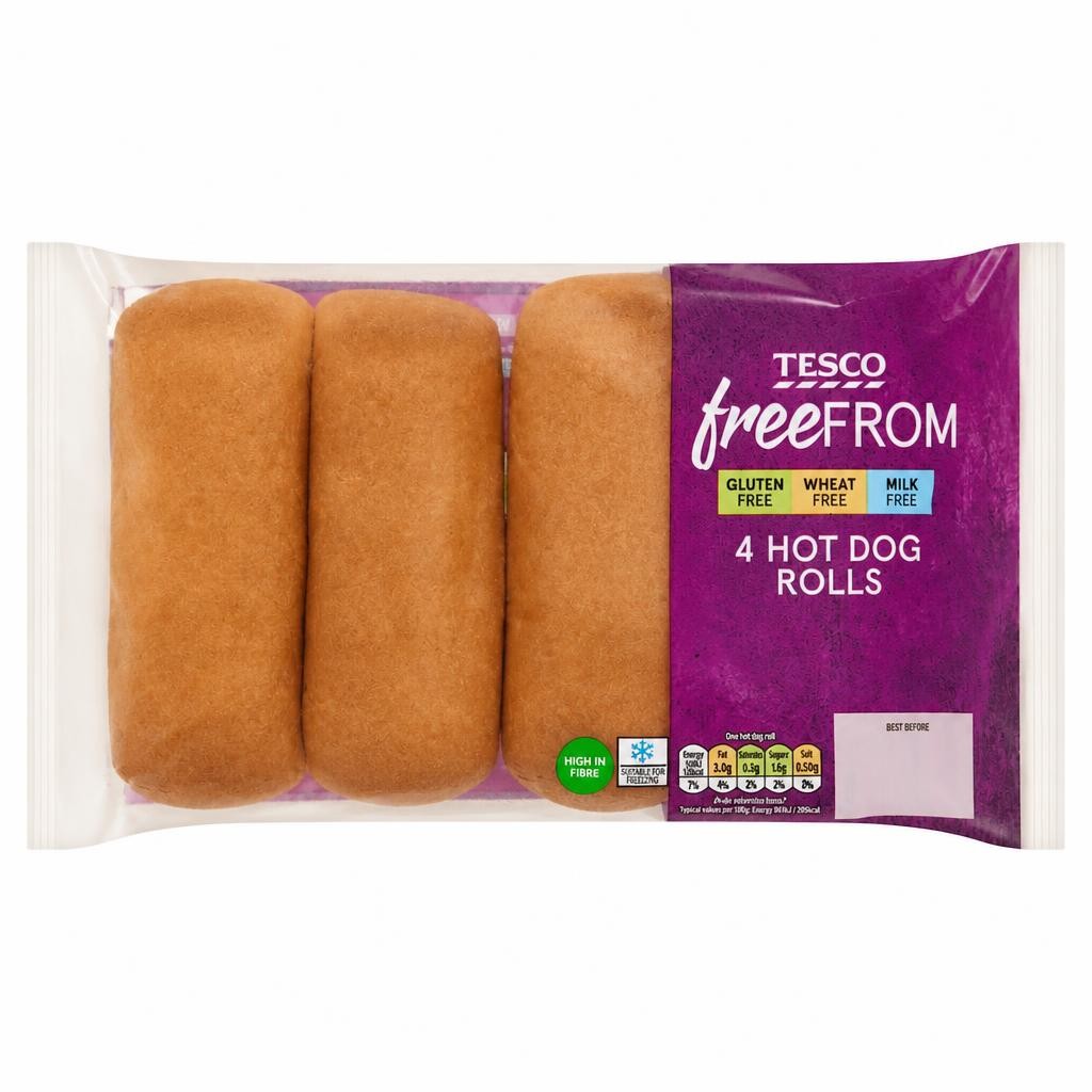 Tesco Free From Hot Dog Rolls 4 pack