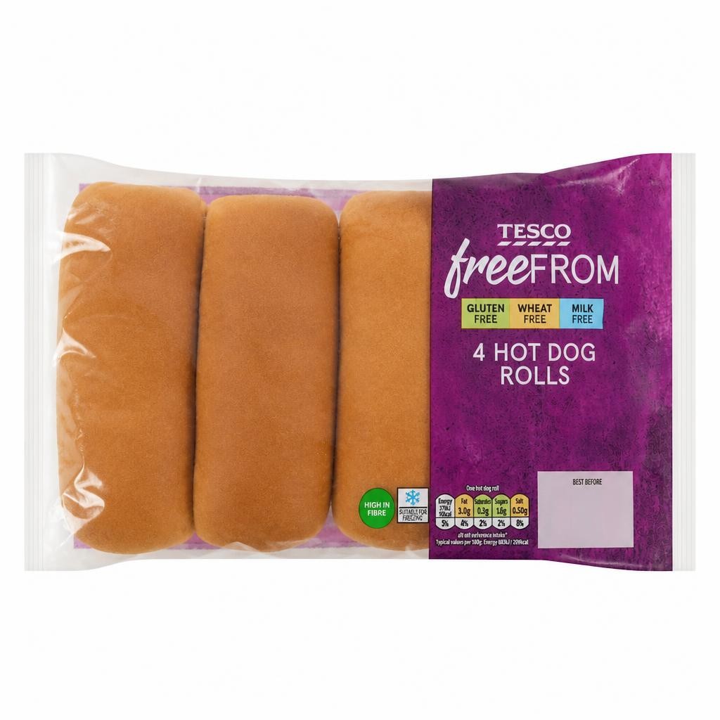 Tesco Free From Hot Dog Rolls 4 pack