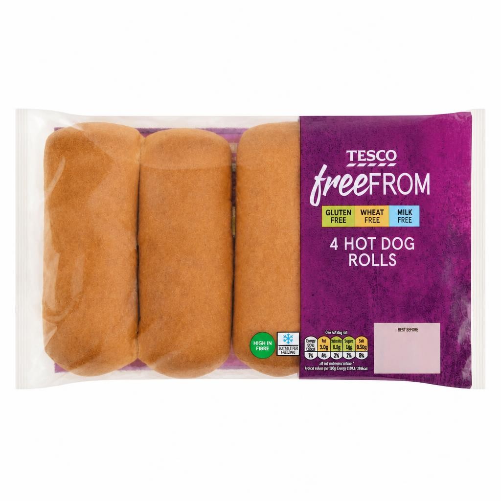 Tesco Free From Hot Dog Rolls 4 pack