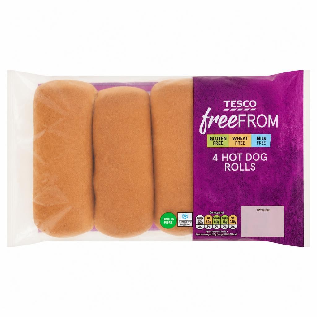 Tesco Free From Hot Dog Rolls 4 pack