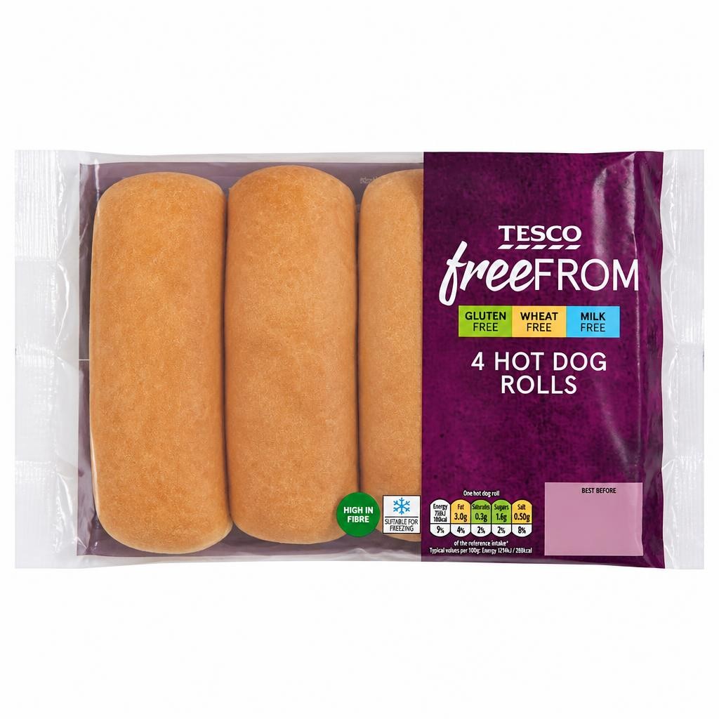 Tesco Free From Hot Dog Rolls 4 pack