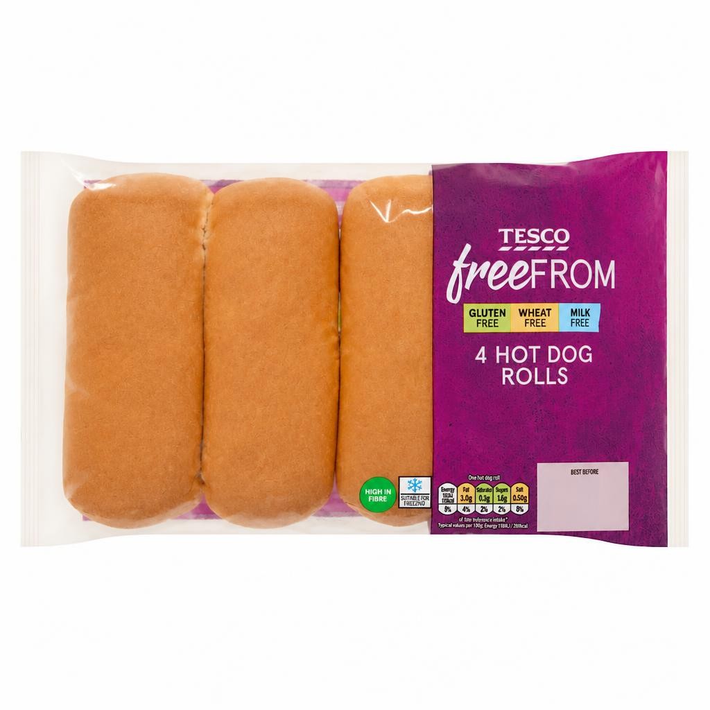 Tesco Free From Hot Dog Rolls 4 pack