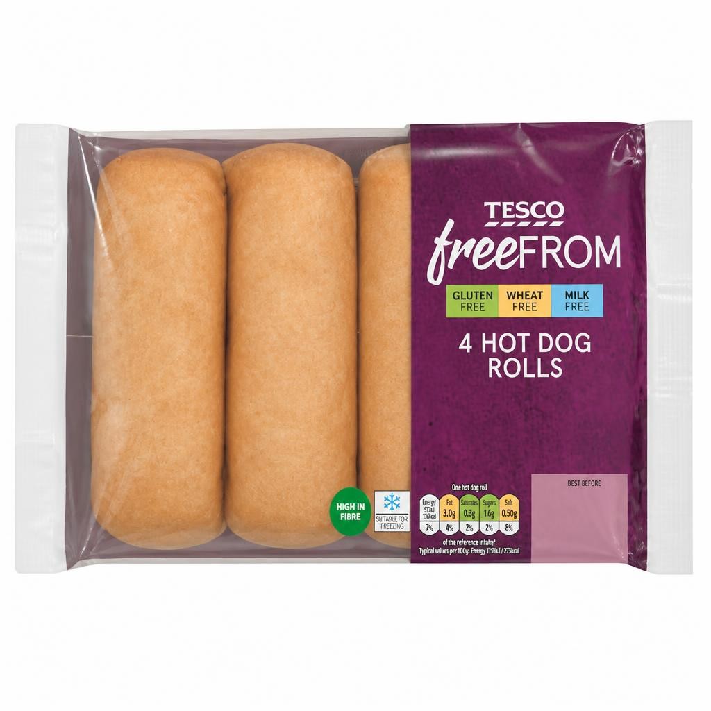 Tesco Free From Hot Dog Rolls 4 pack