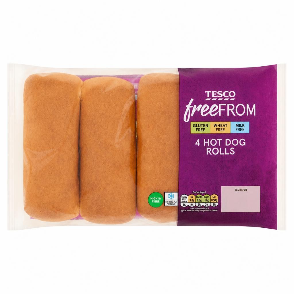 Tesco Free From Hot Dog Rolls 4 pack