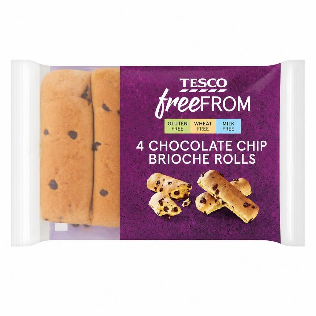 Tesco Free From Chocolate Chip Brioche Rolls 4 Pack
