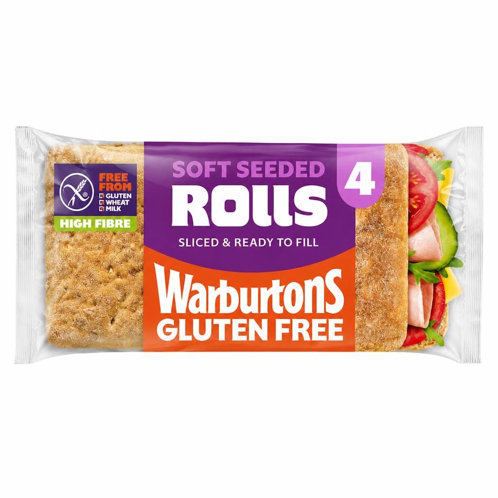 Warburtons Gluten Free Super Soft Seeded Sliced Rolls 4 Pack