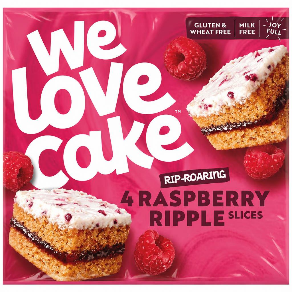 We Love Cake Free From Raspberry Ripple Cake Slices 4 Pack 150g