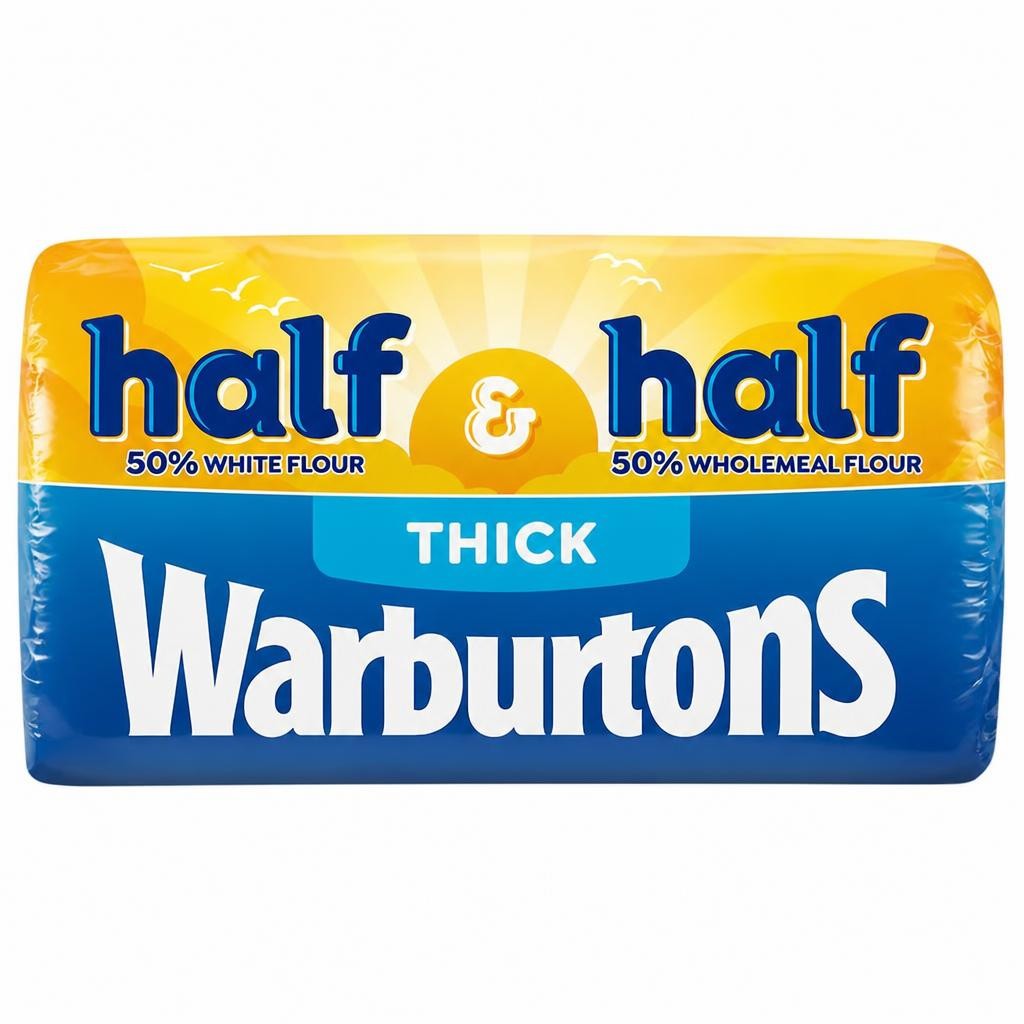 Warburtons Half & Half Thick Sliced Bread 800g