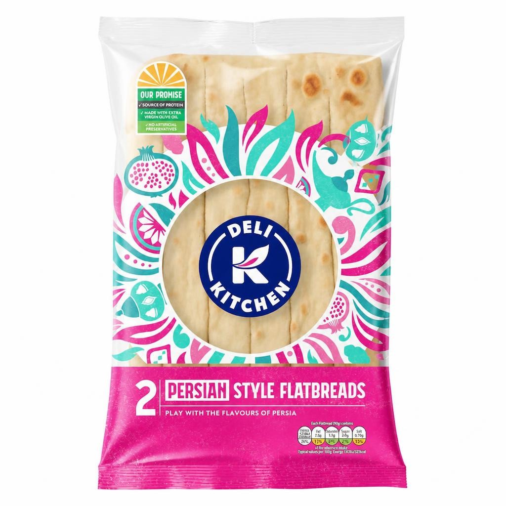 Deli Kitchen Persian Style Plain Flatbreads 2 Pack 180g