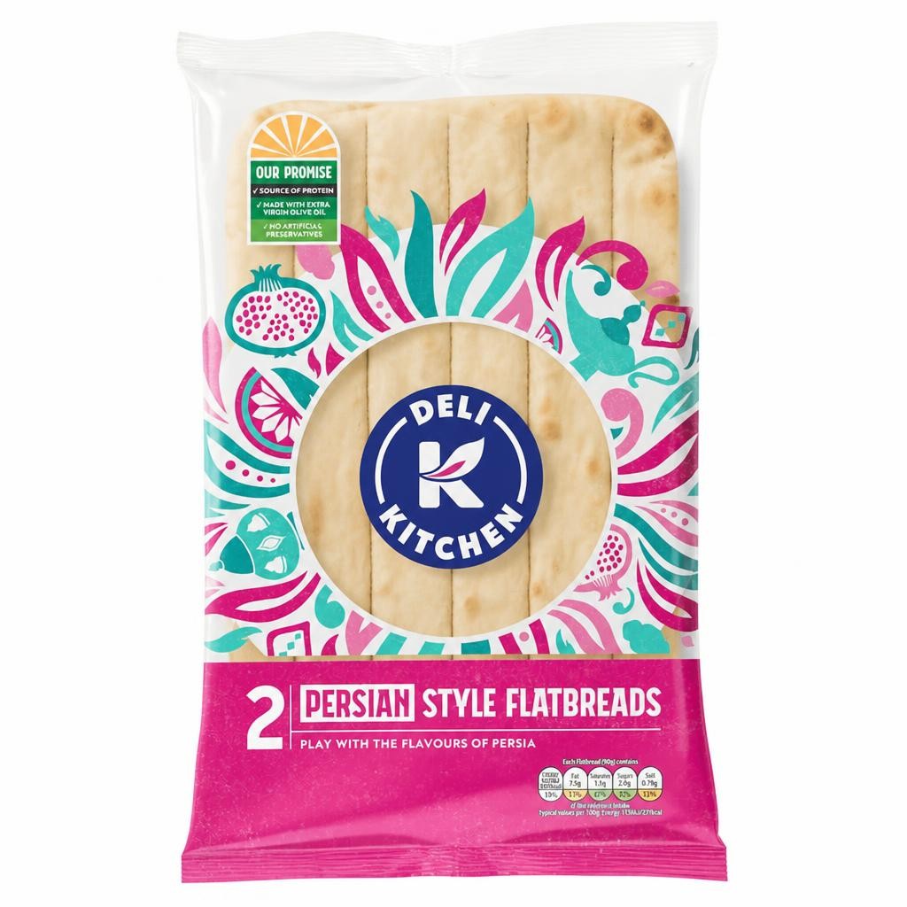Deli Kitchen Persian Style Plain Flatbreads 2 Pack 180g
