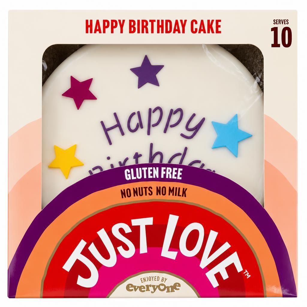Just Love Food Nut Free Happy Birthday Cake - Vanilla and jam (Gluten Free)