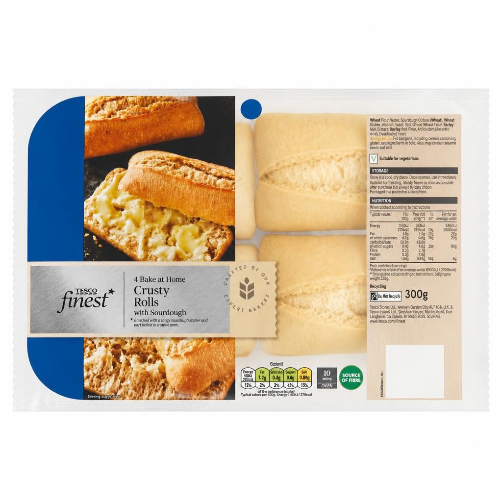 Tesco Finest 4 Crusty Rolls 300g