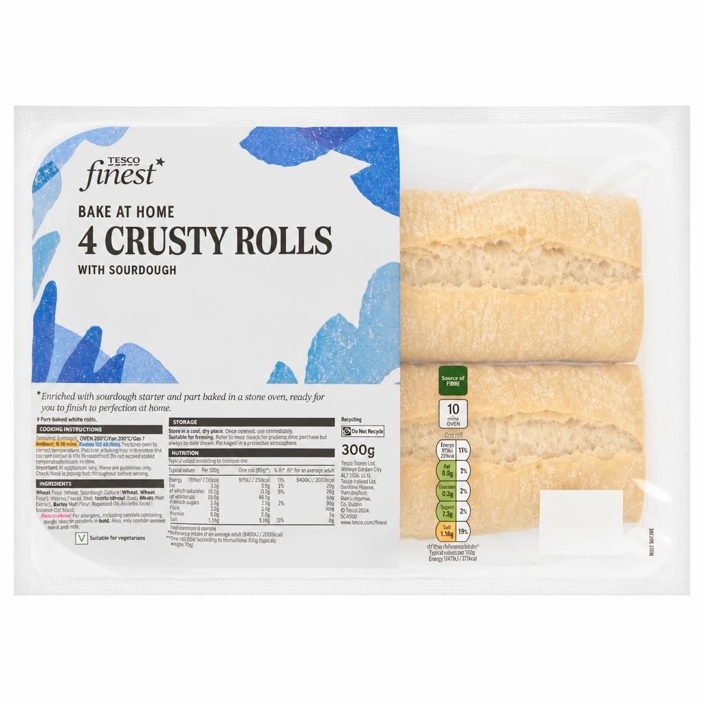Tesco Finest 4 Crusty Rolls 300g