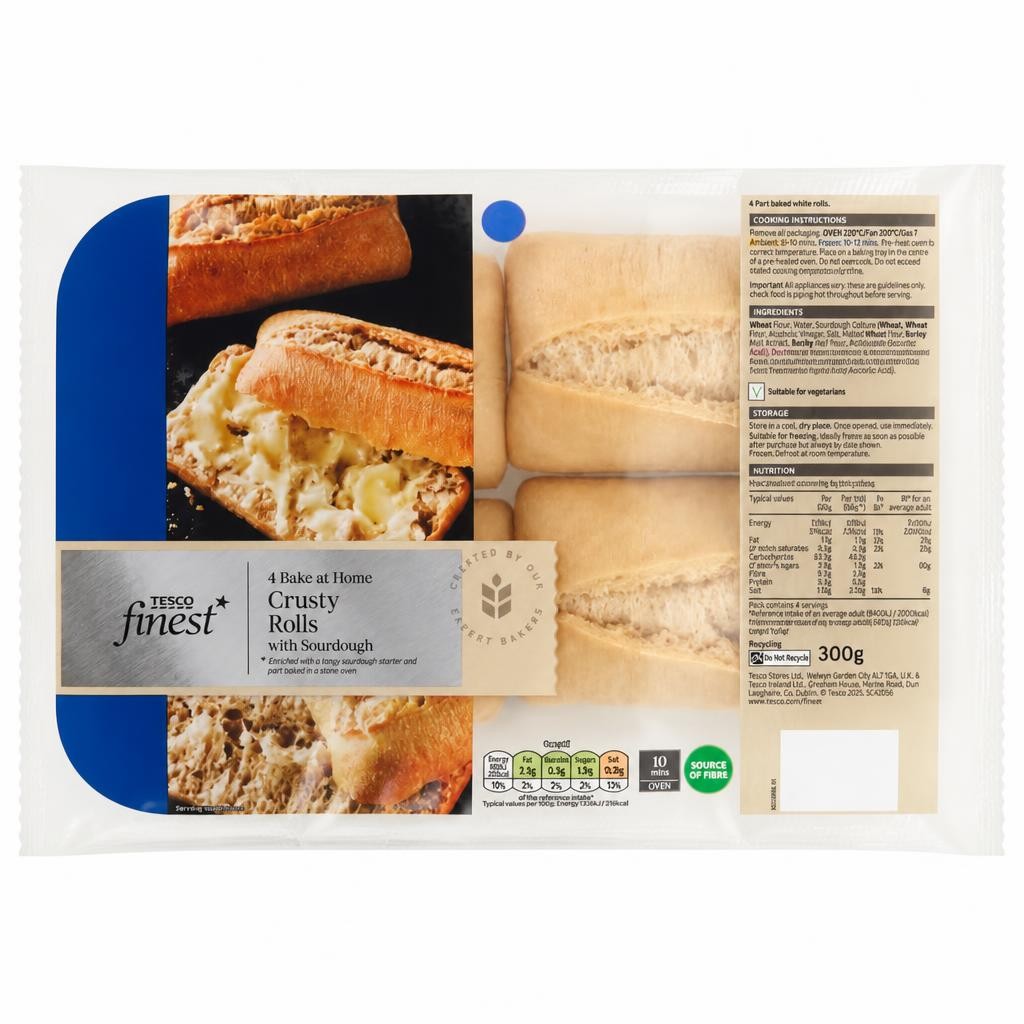 Tesco Finest 4 Crusty Rolls 300g