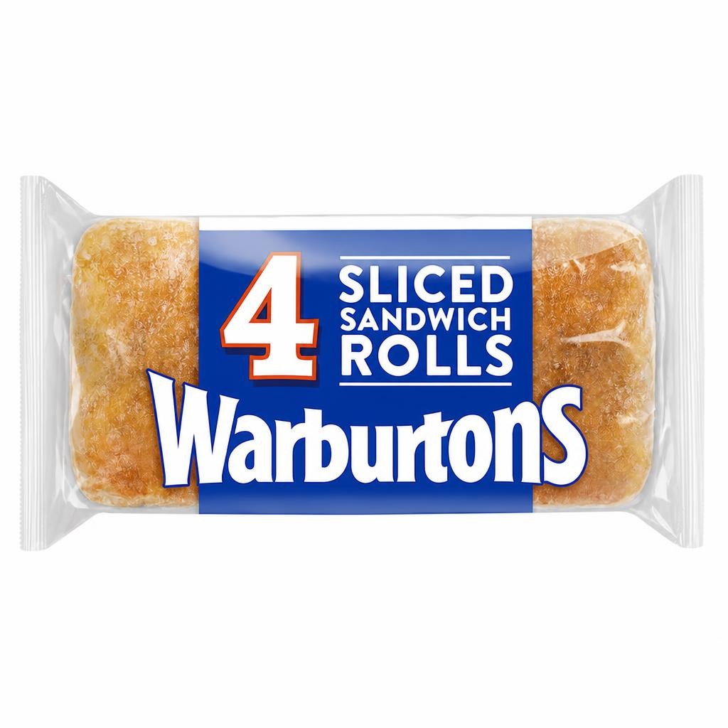 Warburtons Sliced White Sandwich Rolls 4 Pack