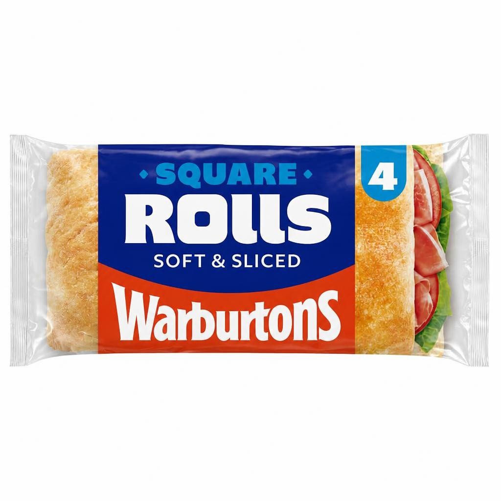Warburtons Sliced White Sandwich Rolls 4 Pack